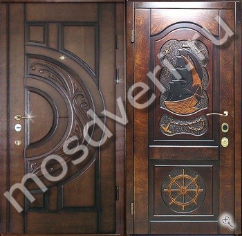 Элитная дверь в квартиру с отделкой массивом и фигурной резкой - купить от производителя Мосдвери Элитная дверь в квартиру с отделкой массивом и фигурной резкой