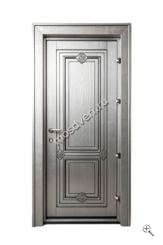Красивая серебристая входная дверь в квартиру с шумоизоляцией КДД-002 - купить от производителя Мосдвери Красивая серебристая входная дверь в квартиру с шумоизоляцией КДД-002